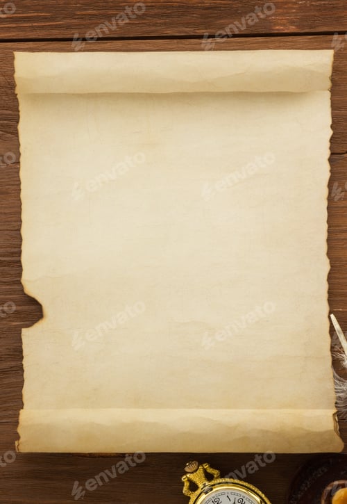 Preview: aged paper on wooden table