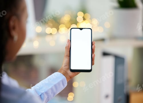 Preview: Screen, mockup and phone in hand for advertising, marketing and branding online, internet or websit