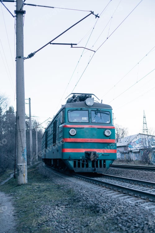 Preview: Vintage fast train front on railroad