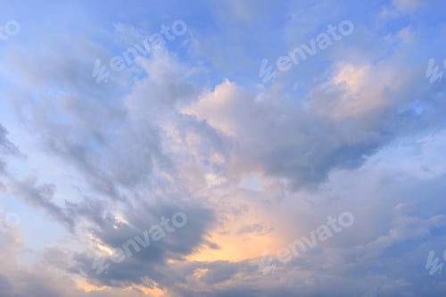 Preview: Beautiful colored cloudy evening sky. Abstract sky background.