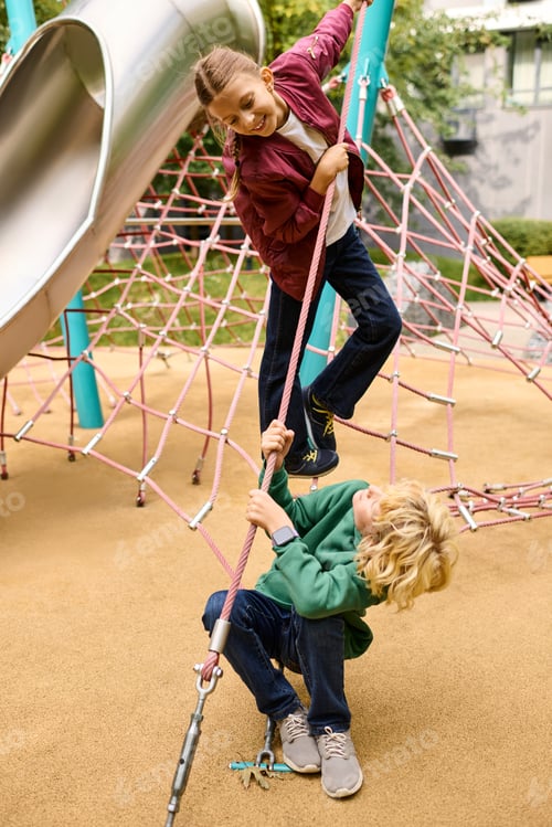 Preview: Joyful moments of children playing together in autumn at the park