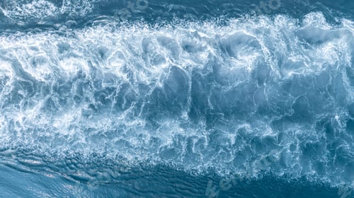 Preview: Aerial view ocean wave and white sea foam texture and background, Powerful sea current