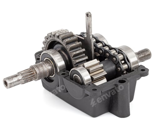 Preview: Gear reducer with chain drive, isolated on white background
