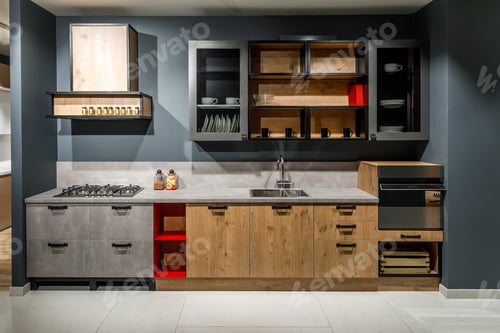 Preview: Interior of modern kitchen with stylish design
