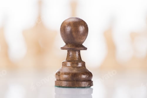 Preview: wooden chess pawn on chessboard, business concept