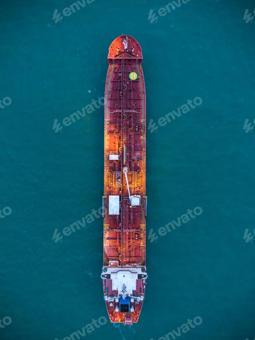 Preview: Aerial view oil ship tanker carrier oil on the sea at sunrise