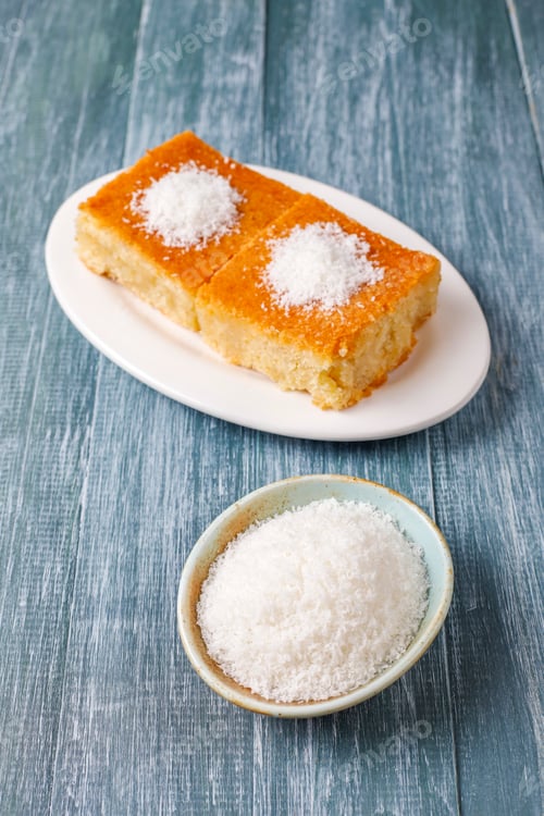 Preview: Homemade turkish dessert semolina cake.