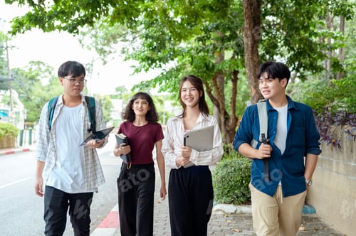Preview: Students Enjoying a Sunny Day While Walking on Campus in the Afternoon
