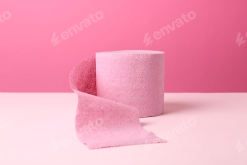 Preview: Color toilet paper roll on pink background