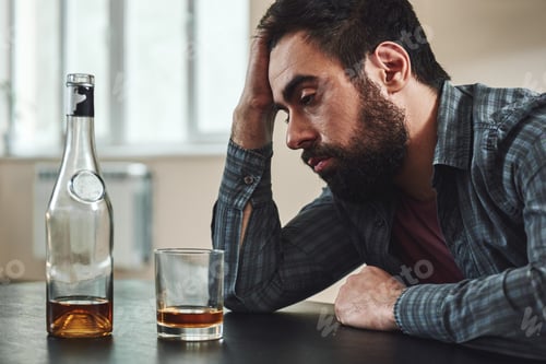 Preview: Whether you think you can or you think you can t, you re right. Drunk man with glass and bottle of