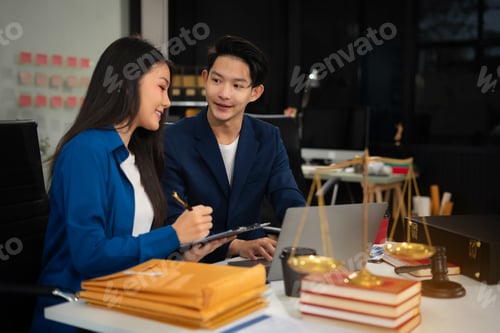 Preview: Lawyer or judge consult havering team meeting at law office. Law and Legal services concept.