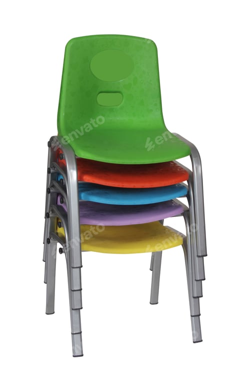 Preview: colorful plastic school chair isolated on white background
