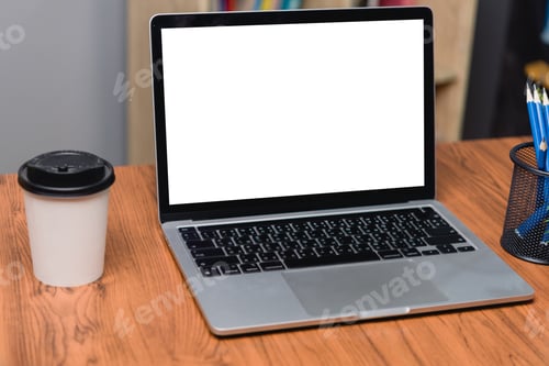 Preview: Blank white screen mockup used to add images and text for advertising materials.