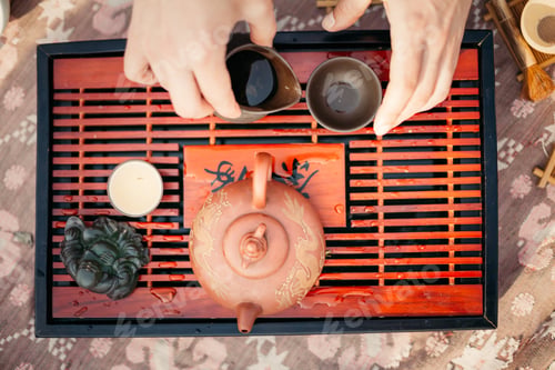 Preview: Table for the Traditional tea ceremony utensils, chinese teapot