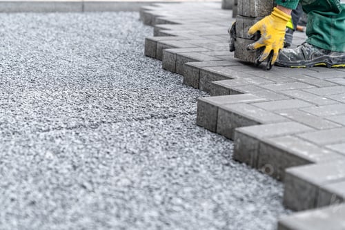 Preview: construction of a sidewalk from concrete blocks