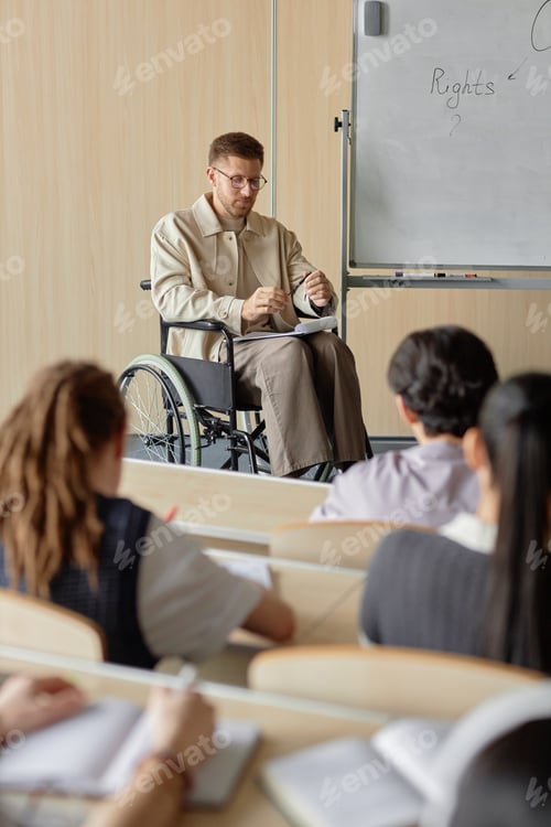 Preview: Professor Who Uses Wheelchair Teaching Audience at University