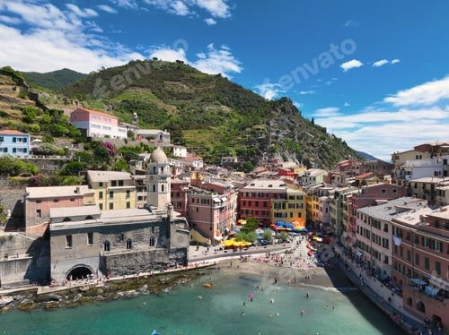 Preview: Manarola Village Cinque Terre Coast Italy. colorful town in Liguria one of five Cinque Terre