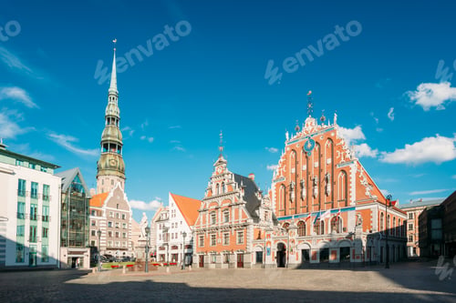 Preview: St. Peter's Church And House Of The Blackheads In Riga, Latvia.