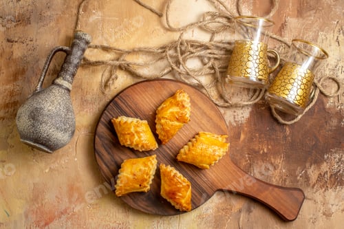 Preview: top view delicious sweet pastries on wooden background pastry biscuit sweet cake