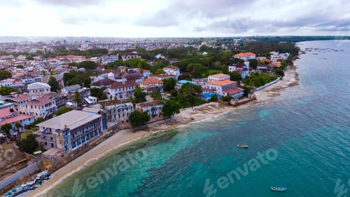 Preview: View of the tropical island of Zanzibar, featuring a serene bay