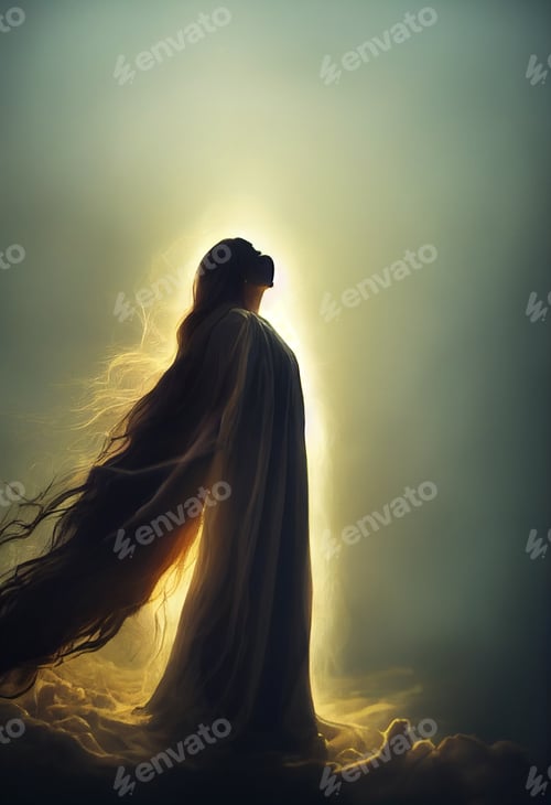 Preview: Movie scene portrait spirit covered woman with spirits billowing.Cinematic,character creation