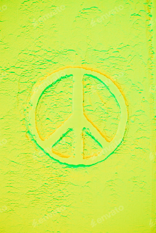 Preview: top view of peace sign in light green powder