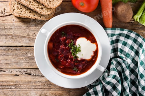 Preview: Traditional Ukrainian Russian borsch. Beetroot soup