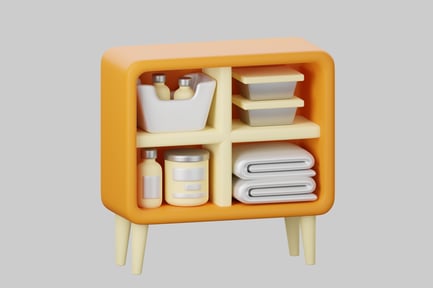 Preview: Orange cabinet with two shelves