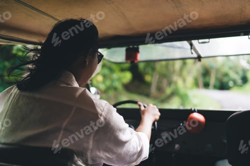 Preview: Man driving car in countryside on summer