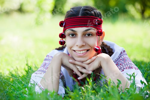 Preview: Slav girl at green meadow.