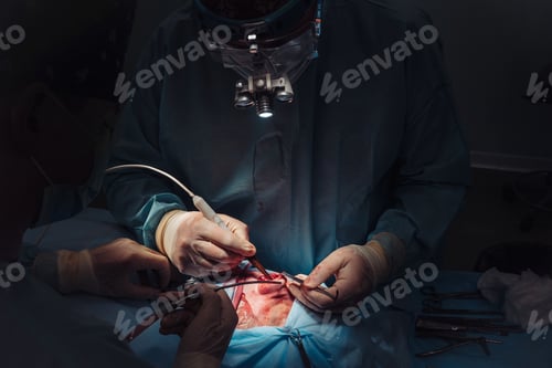 Preview: Surgeon and his assistant performing cosmetic surgery on nose