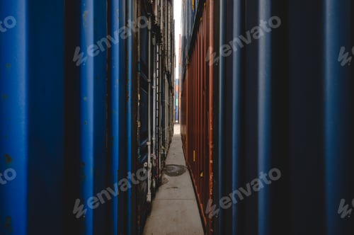 Preview: background of steel container wall, old retro pattern wall in shipping cargo storage industry