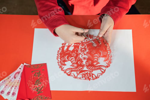 Preview: Asian celebration. Chinese culture. Red envelope for money.