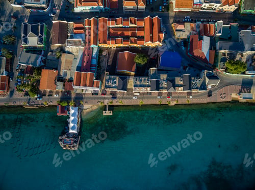 Preview: Aerial shot of the beautiful city of Kralendijk in Bonaire, Caribbean