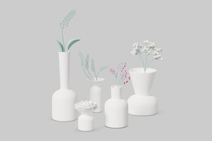 Preview: Arrangement of White Vases with Plants