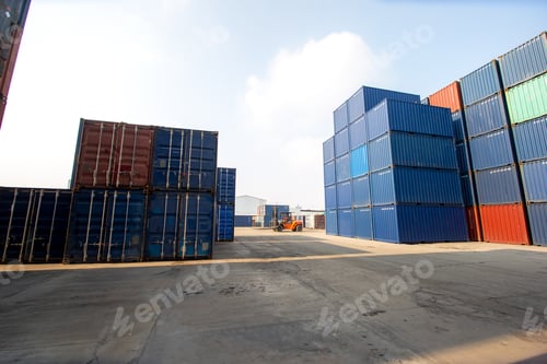 Preview: Container Cargo Port Ship Yard Storage Handling of Logistic Transportation Industry. Row of Stacking