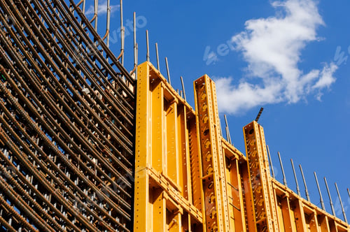 Preview: A construction site, a high rise building, rebar concrete shuttering