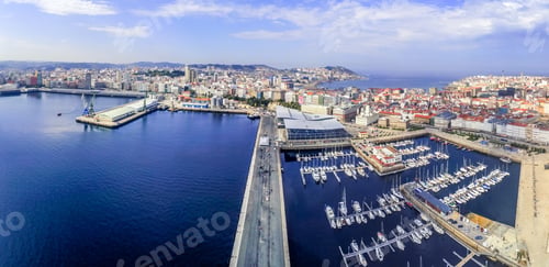 Preview: La Coruna. Aerial view in harbor Area . Galicia,Spain. Drone Photo