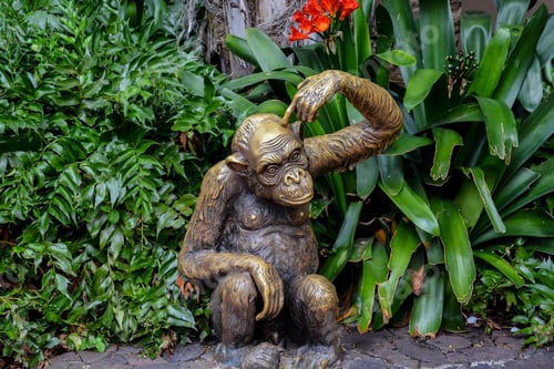Preview: Beautiful shot of a monkey statue in loro park zoo in spain