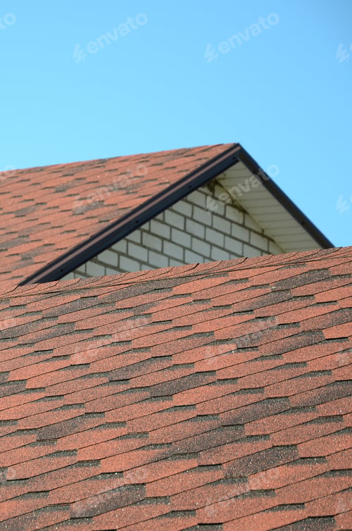 Preview: The roof is covered with bituminous shingles of brown color. Quality Roofing