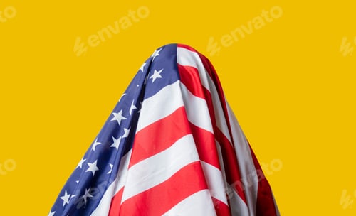 Preview: American Flag Drape on Yellow Background
