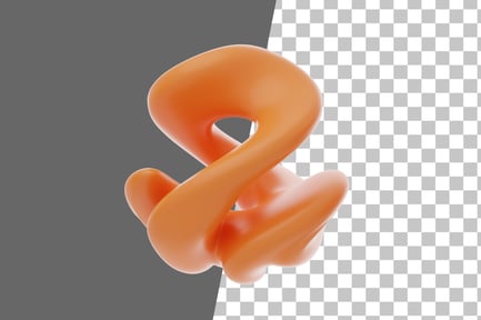 Preview: Orange Soft Body Twisted Bending Ring Shape 3D Icon