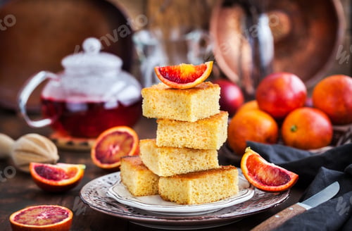 Preview: Homemade gluten-free polenta, almond and blood orange cake