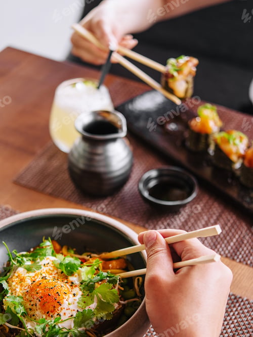 Preview: Asian food ramen top view