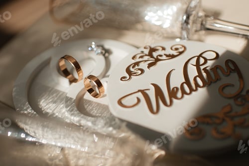 Preview: Wedding rings symbol love family. High quality photo. Selective focus