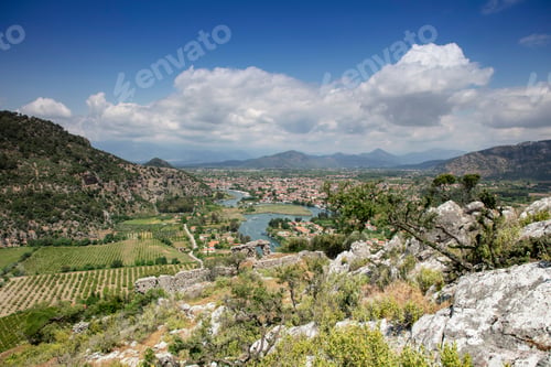 Preview: Turkey touristic area Dalyan Ortaca, ancient city of Kaunos, Dalyan valley, Turkey.