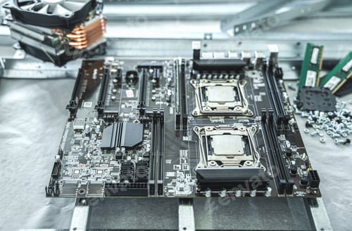 Man engineer,collector.Independent self computer assembly. Mounting in sockets processor,random