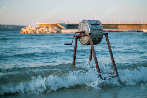 Preview: Mussle Barrel , rotary brush declumper on the shore