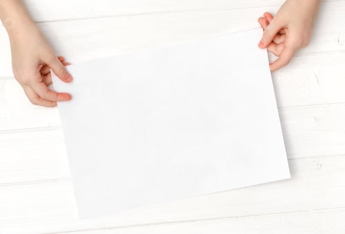 Preview: Empty blank sheet of paper in hands