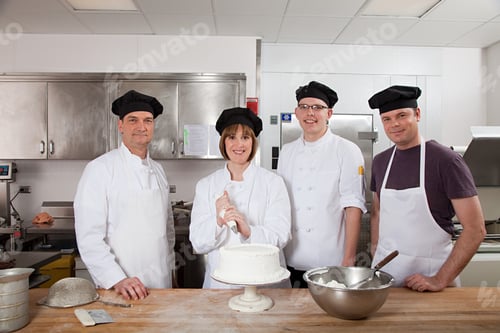 Preview: Chefs in commercial kitchen, portrait